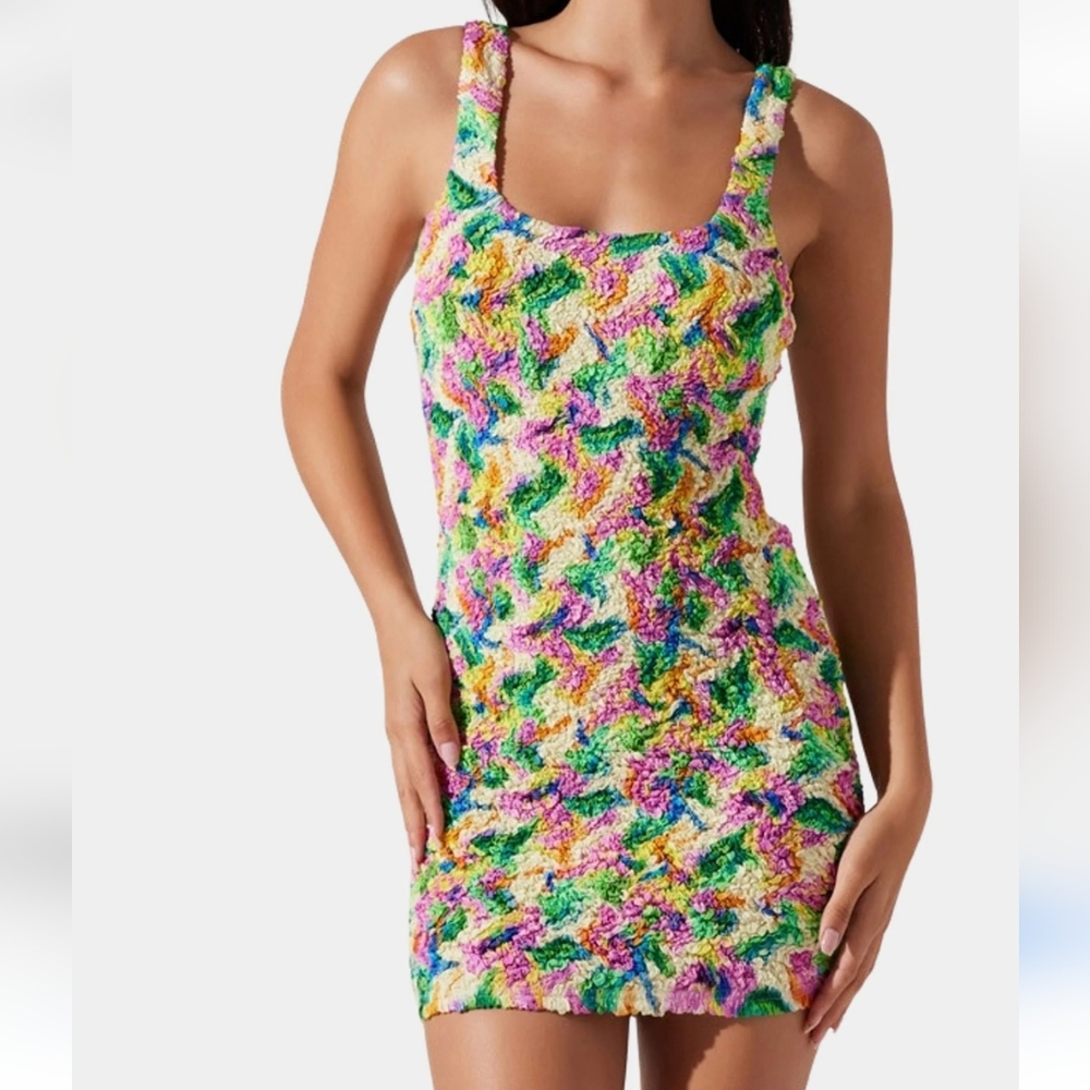 Astr Multicolor Textured Midi Dress